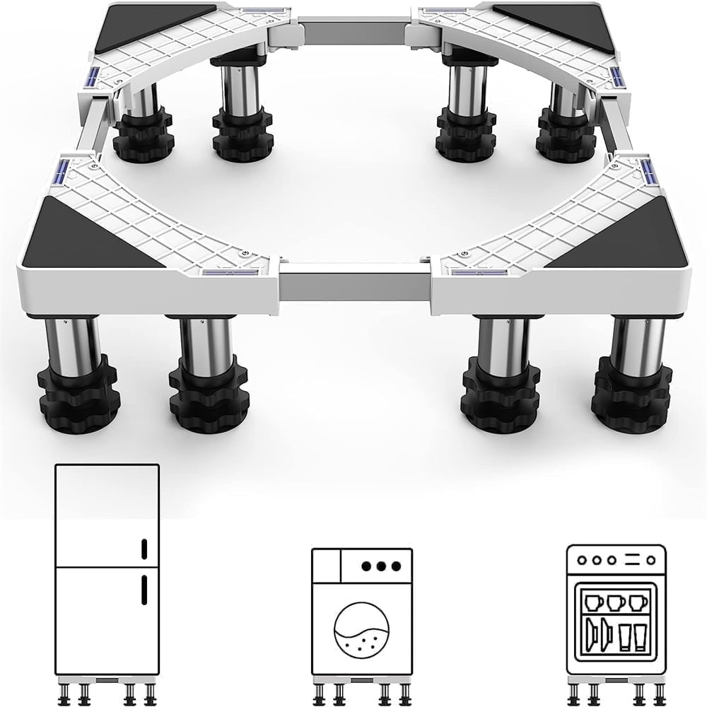 Mini Fridge Stand Adjustable Stand Base for Washer Refrigerator Washing Machine Dryer Freezer White MU7532