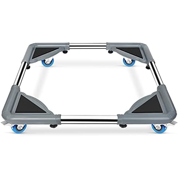 Mini Fridge Stand Furniture Dolly Mobile Roller with 4 Locking Wheels-Base Adjustable Refrigerator Washing Machine Stand Moving Cart- Appliance Dolly Cart Roller Pedestal -Grey