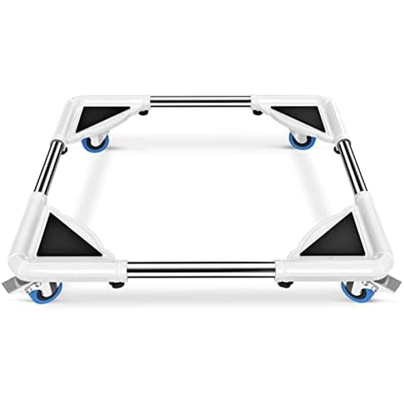 Mini Fridge Stand Furniture Dolly Mobile Roller with 4 Locking Wheels-Base Adjustable Refrigerator Washing Machine Stand Moving Cart- Appliance Dolly Cart Roller Pedestal- White