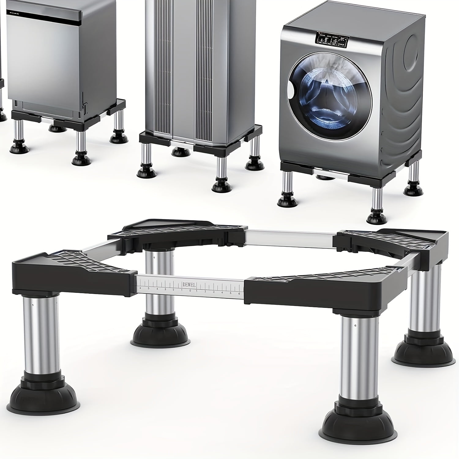 Mini Fridge Stand-Increase Height 0.58-0.71 Feet Adjustable Washer and Dryer Stand with 4 Heavy Duty Feet Universal Refrigerator Stand for Home 1.46-1.87 Feet Appliance- Load Capacity 661lb/300KG