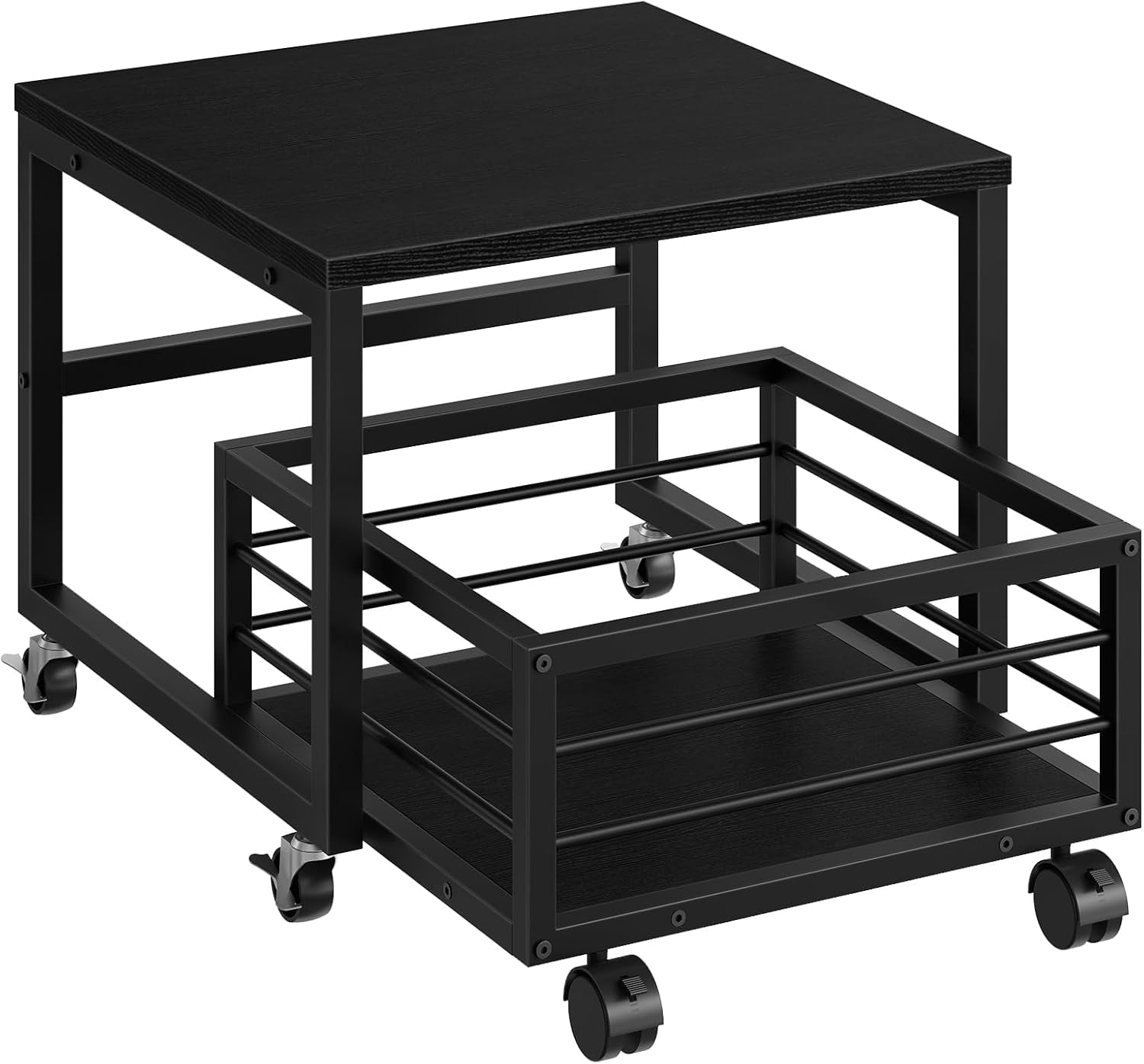 Mini Fridge Stand with Movable Storage Basket, Mini Fridge Cabinet with Wheels and Adjustable Feet, Sturdy Metal Frame, for Home, Apartment,Office, Dorm