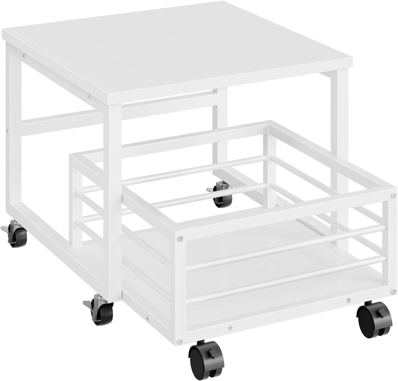 Mini Fridge Stand with Movable Storage Basket, Mini Fridge Cabinet with Wheels and Adjustable Feet, Sturdy Metal Frame, for Home, Apartment,Office, Dorm