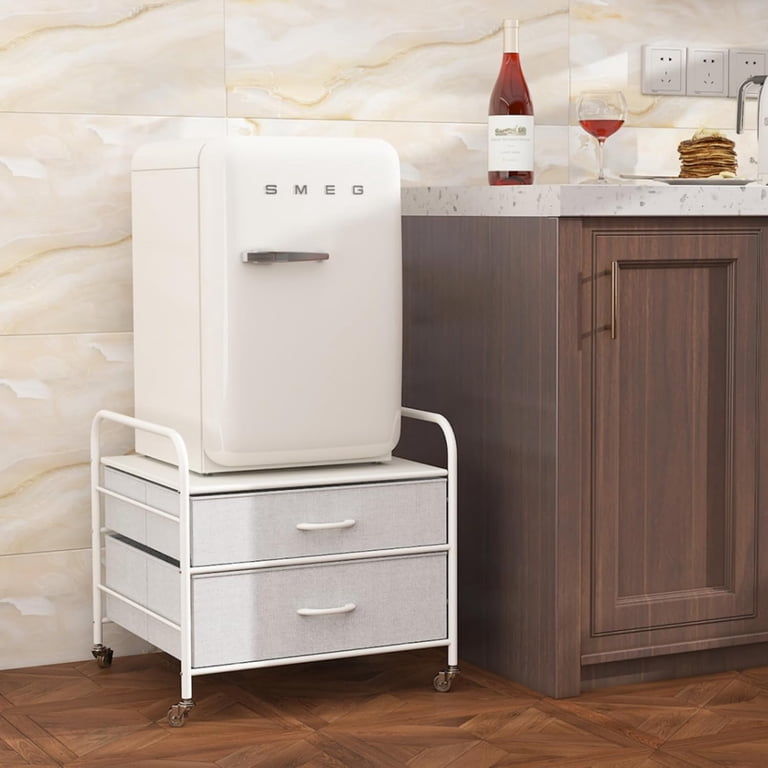 Mini Fridge Stand with Storage, 120LBS Mini Fridge Table, 2 Drawer
