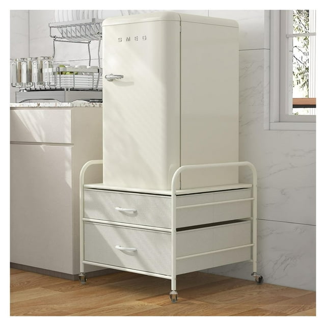 Mini Fridge Stand with Storage, 2 Drawer Fridge Organizer with Metal