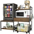 thumbnail image 1 of Mini Fridge Stand with Storage, ETASE Microwave Stand with Power Outlet, Mini Refrigerator Stand with Movable Storage Basket for Dorm Home(Brown), 1 of 12