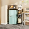 thumbnail image 1 of Fridge Stand with Storage Shelves, Wine Cabinet, Microwave Stand, Coffee Bar, TV Stand, Bakers Rack, Beverage Refrigerator Table Adjustable for Dorm Apartment Kitchen Rustic Brown, 1 of 8