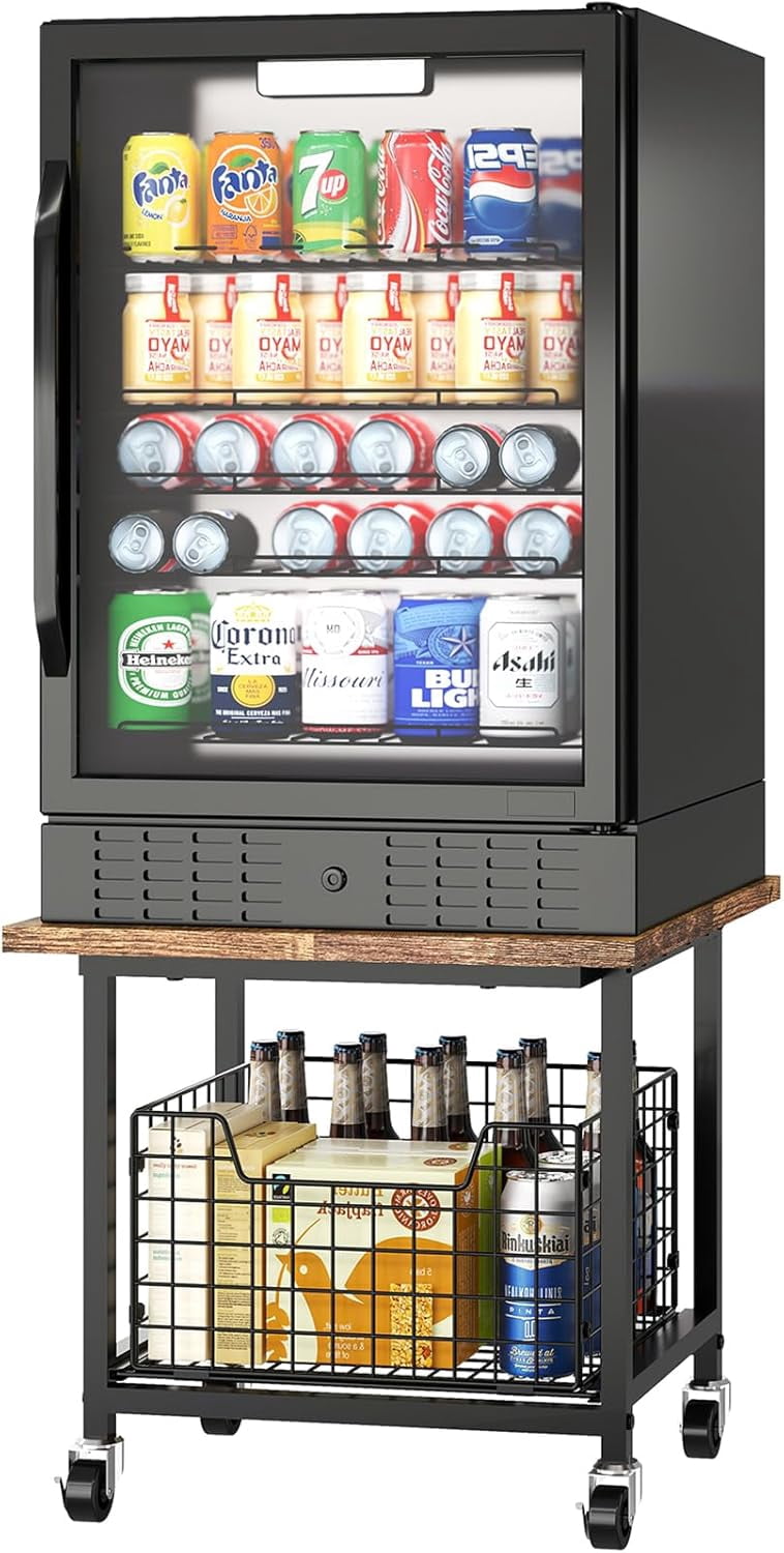 Mini Fridge Stand with Storage Small Refrigerator Stand with Wheels ...