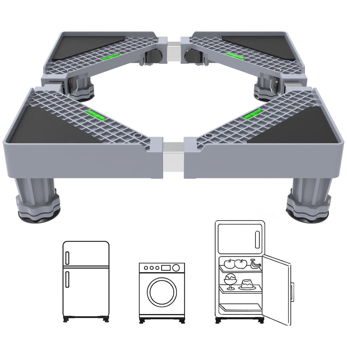 Mini Fridge Stand Universal Stand Base with 4 Strong Feet, Adjustable Refrigerator Stand, Multi-Functional Base for Washing Machine, Dryer, Laundry Pedestal