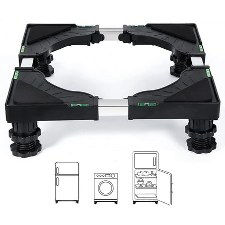 Mini Fridge Stand Universal Stand Base Adjustable Refrigerator Stand with 4 Strong Feet Washing Machine Pedestal Multi-Functional Base for Dryer (Black)