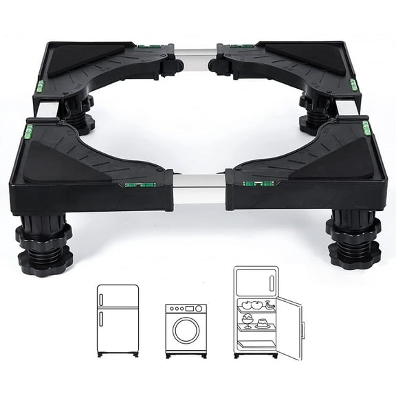 Mini Fridge Stand Universal Stand Base Adjustable Refrigerator Stand with 4 Strong Feet Washing Machine Pedestal Multi-Functional Base for Dryer (Black)