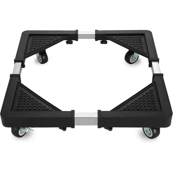 Mini Fridge Stand with 4 Locking Wheels 16.9"-25.6" Adjustable Dolly Base for Furniture Portable Refrigerator StandBlack