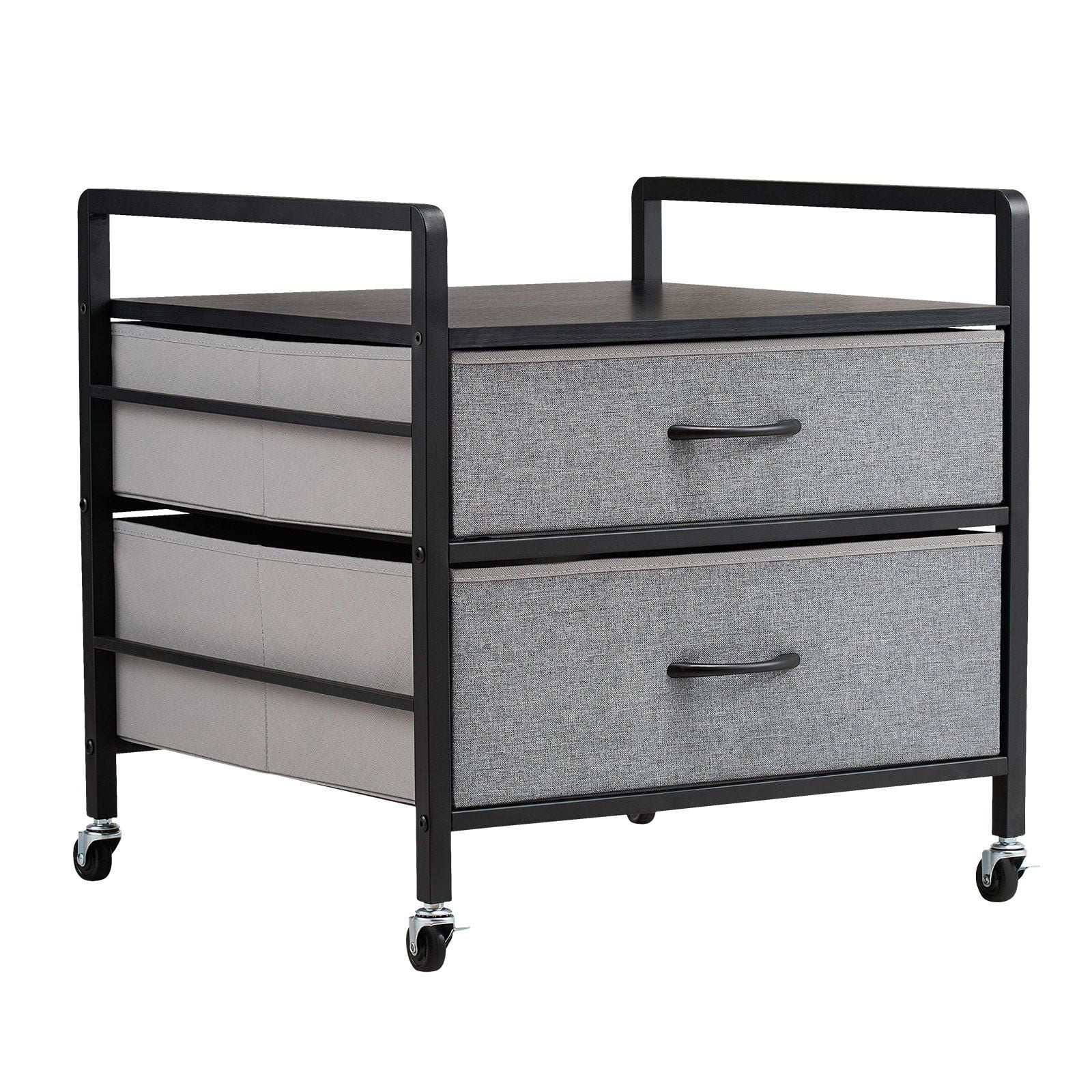Mini Fridge Stand with Storage 176 lbs Gray Mini Fridge Table 2 Drawers