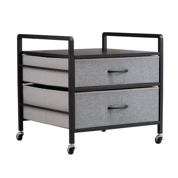 Mini Fridge Stand with Storage, 176lb Capacity, 2 Drawers & Wheels - Mobile Fridge Table for Dorm, Apartment, Office, Gray