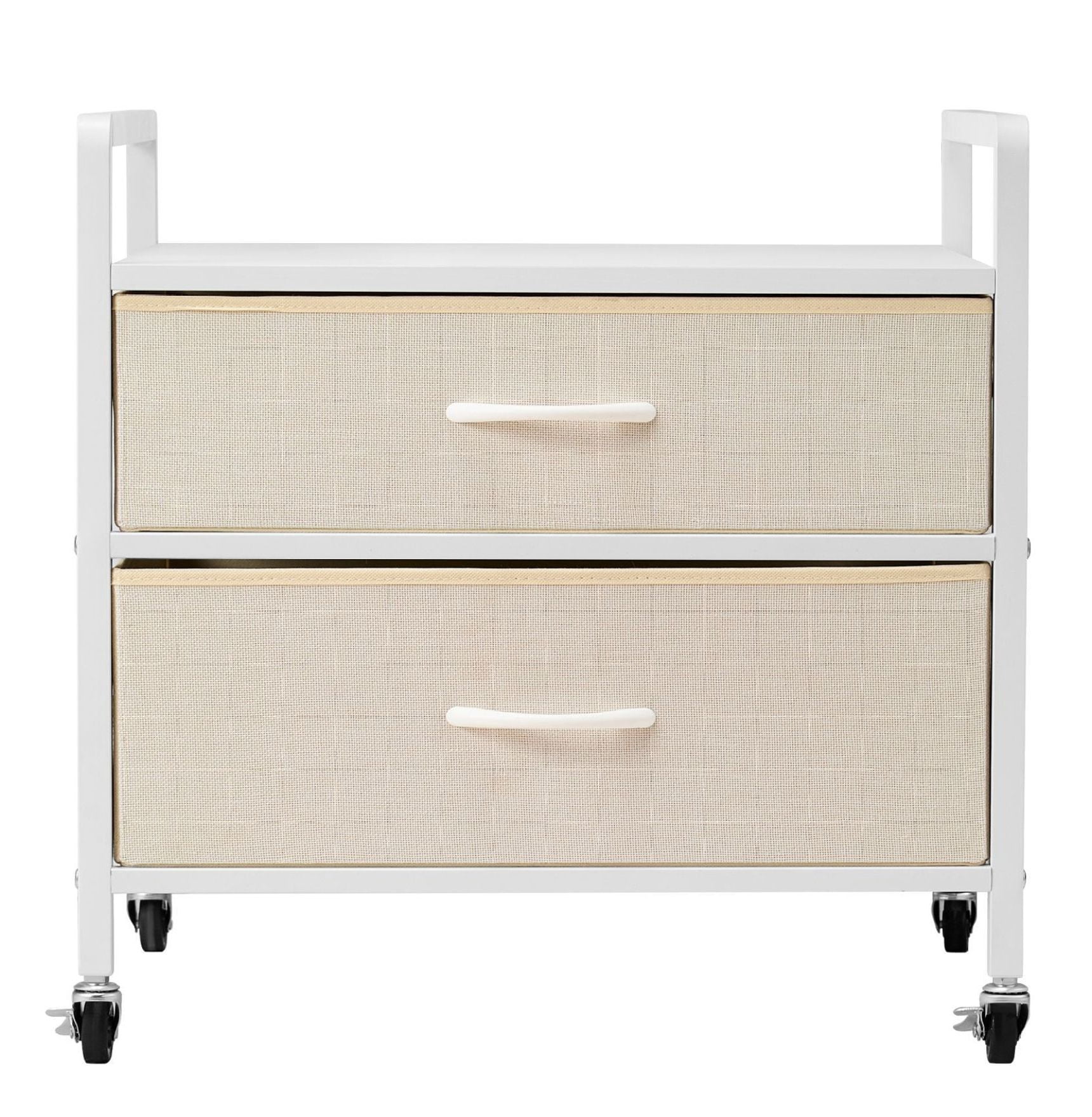 Mini Fridge Stand with Storage, 176lb Capacity, 2 Drawers & Wheels - Mobile Shelf for Dorm, Apartment, Office - White