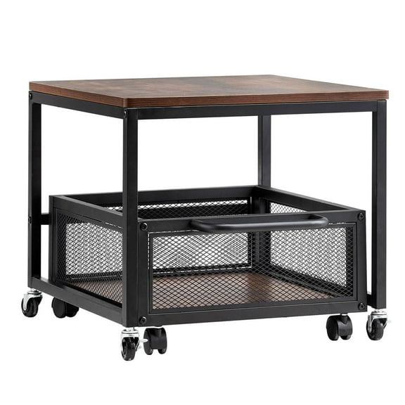 Mini Fridge Stand with Storage, 198lbs Capacity, Swivel Wheels - Beverage Refrigerator Table for Home, Dorm, Coffee Bar - Dark Brown Organizer