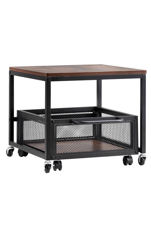 Mini Fridge Stand with Storage, 198lbs Capacity, Swivel Wheels - Beverage Refrigerator Table for Home, Dorm, Coffee Bar - Dark Brown Organizer