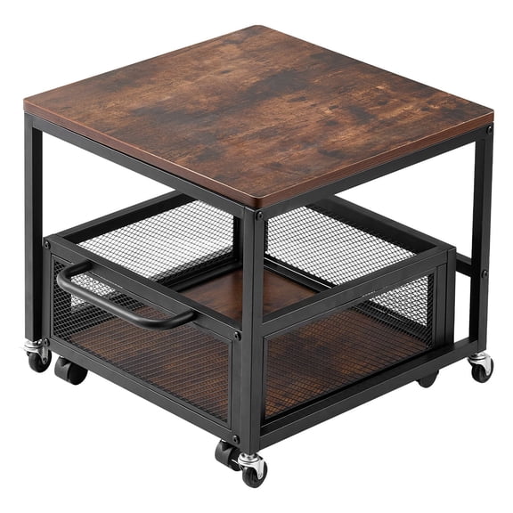 Mini Fridge Stand with Storage Organizer Rolling Cart 198 LBS Capacity Coffee Bar Table Home Dorm Dark Brown