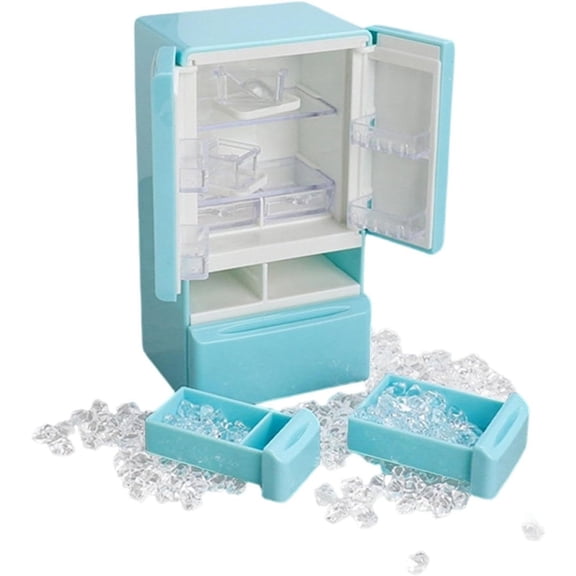 Mini Fridge Toy, Miniature Refrigerator for Dollhouse – Pretend Play Appliance with Freezer and Accessories, Mini Fridge Furniture Toy for Kids Girls