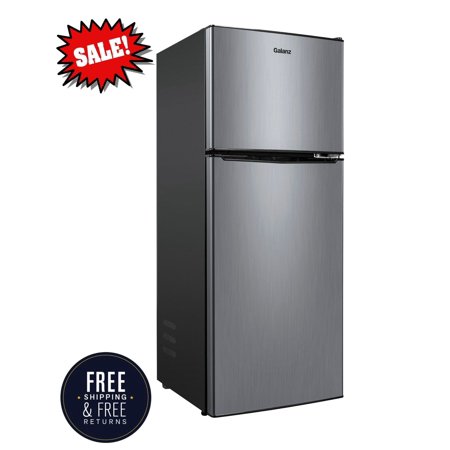 Mini Fridge W/Freezer 4.6. Cu Ft Two Door Compact Refrigerator Stainless Steel