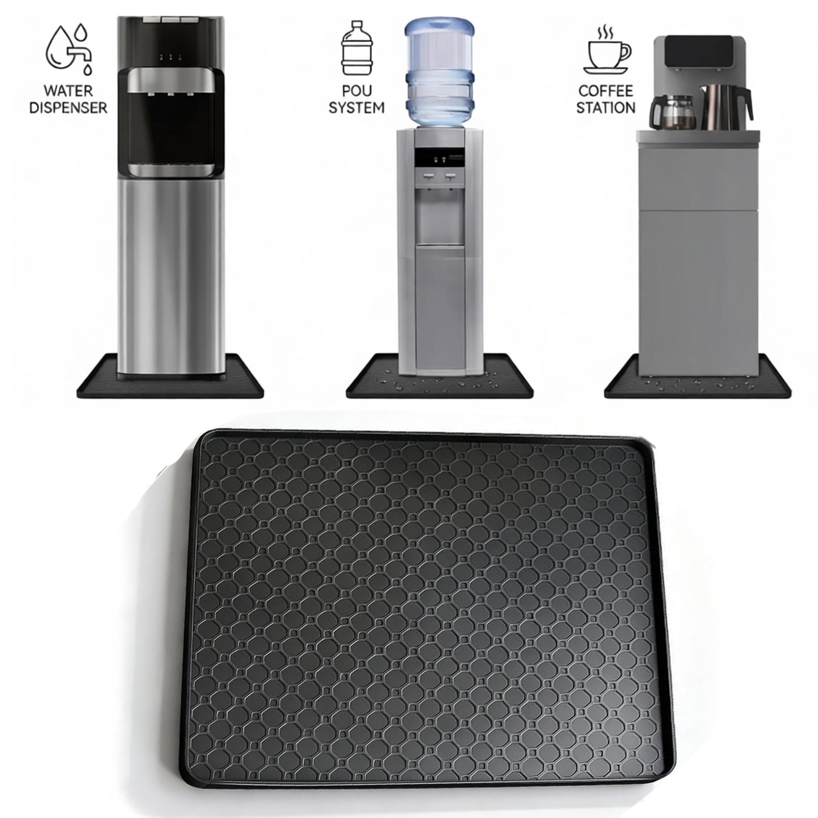 Mini Fridge Water Cooler Silicone Mat with 0.6 Inch Raised Edges 19.7x19.7 Inch Soft Under Refrigerator Floor Protector Washable Under Washing Machine Mat Used for Bedrooms, Kitchens,Offices, Bars