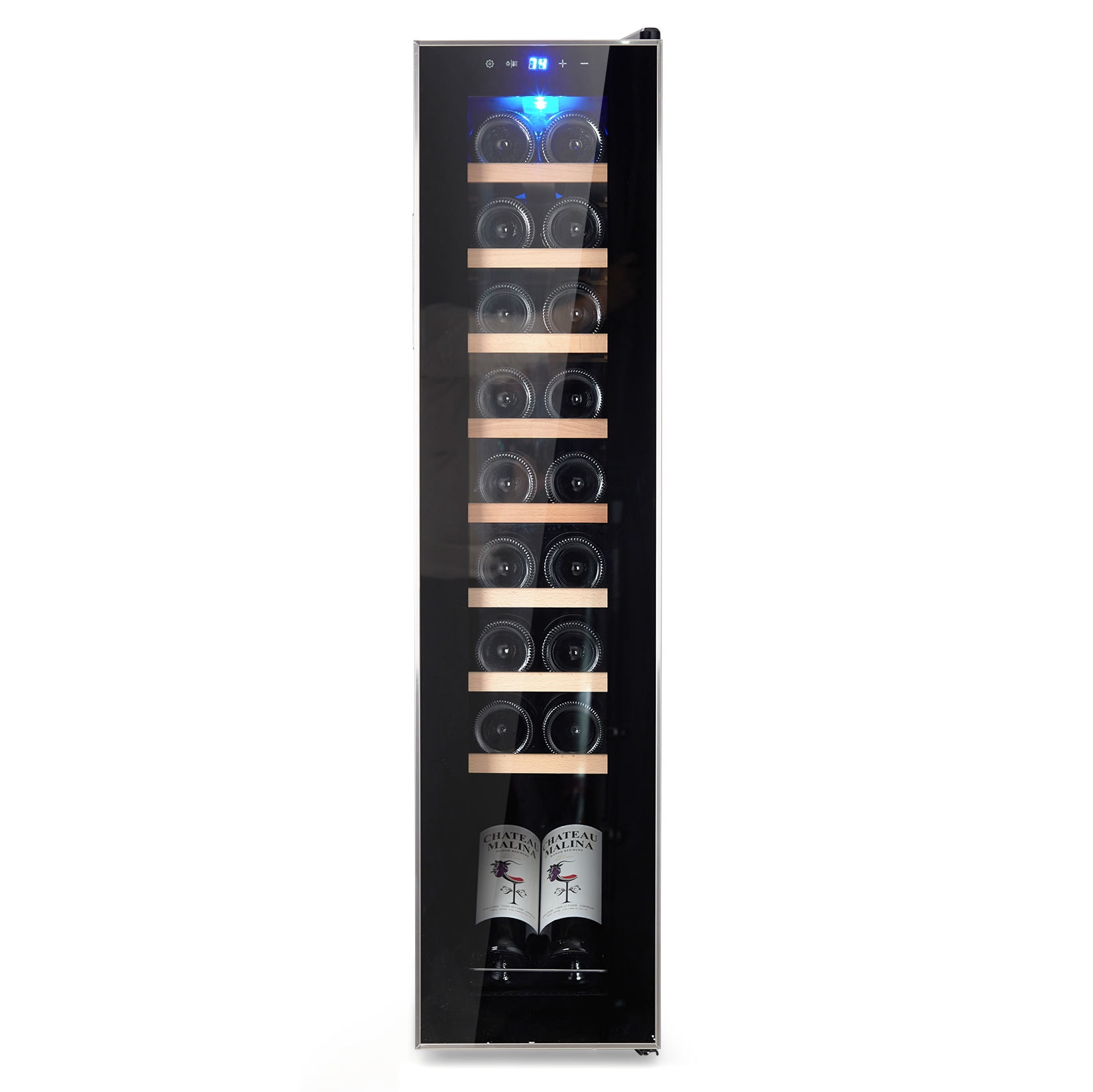 Mini Fridge, Wine and Beverage Refrigerator 24 Inch, Dual Zone Wine Beverage Cooler, Built-In or Freestanding Lockable Cooler with Adjustable Feet, 20 Bottles and 88 Cans Capacity