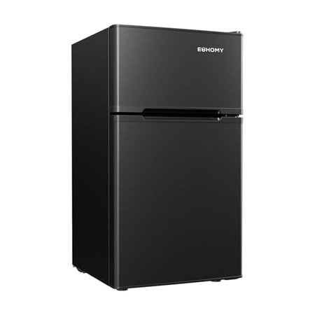 Mini Fridge with Freezer, 3.2 Cu.Ft, Dorm Fridge with 2 Door For Bedroom/Apartment/Office, Food Storage Cooling Drink, Black