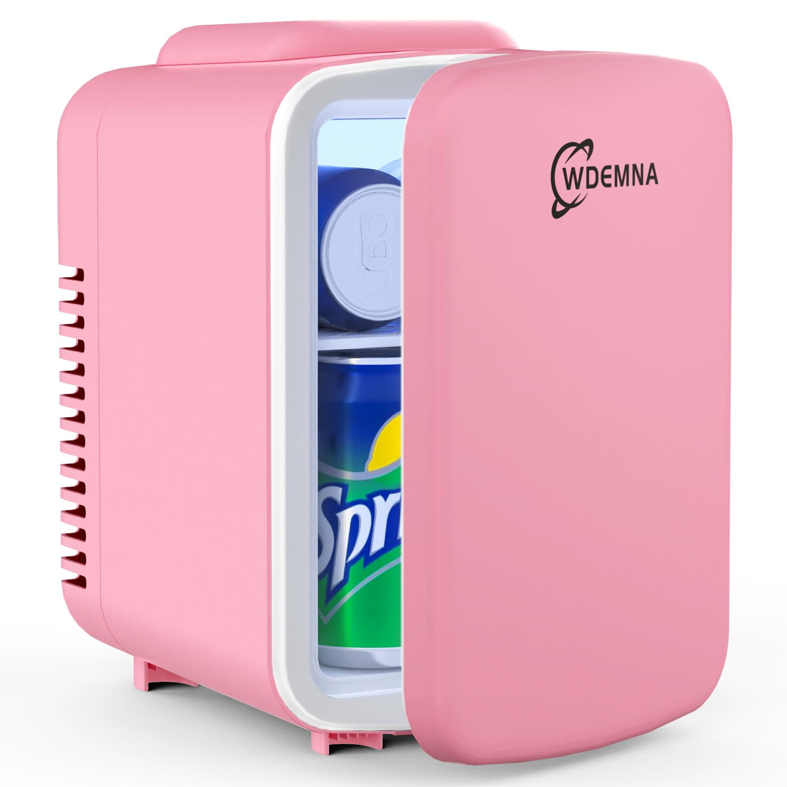 Mini Fridge Pink, 4 Liter/6 Cans Skincare Fridge for Bedroom, 110V AC/12V DC Portable