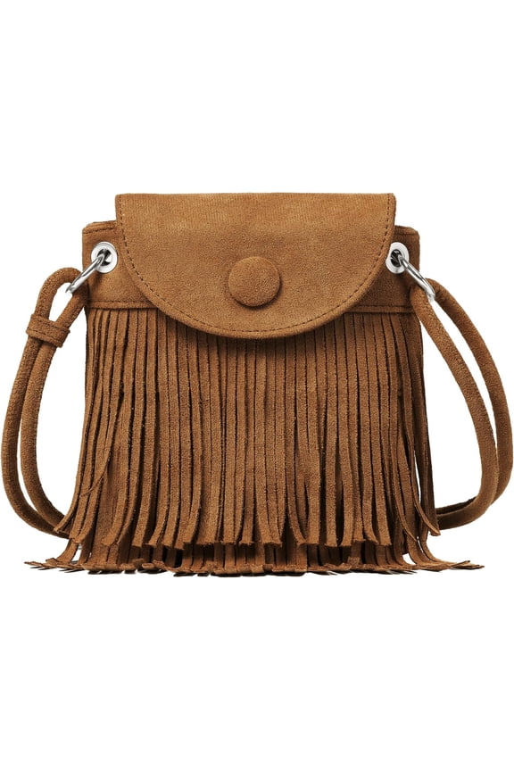 Mini Fringe Purse Small Phone Bags for Women Western Cell Phone Wallet with Zipper Pockets