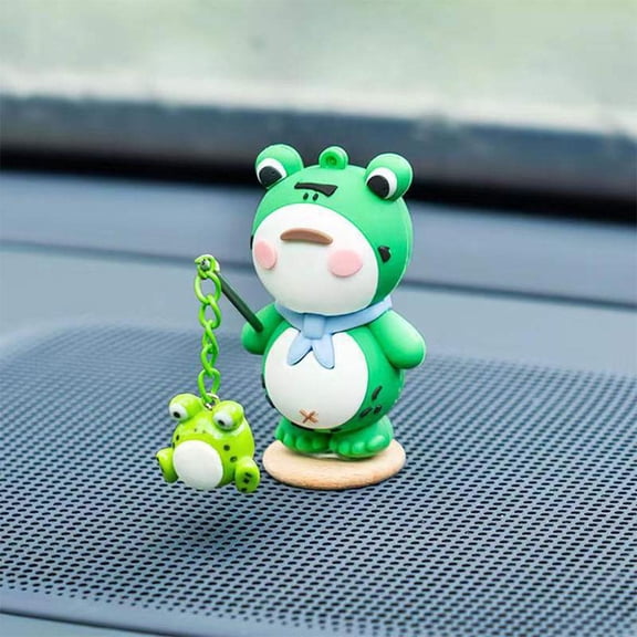 Mini Frog Car Interior Decor Luminous Frog Figurines Decor Miniature Home