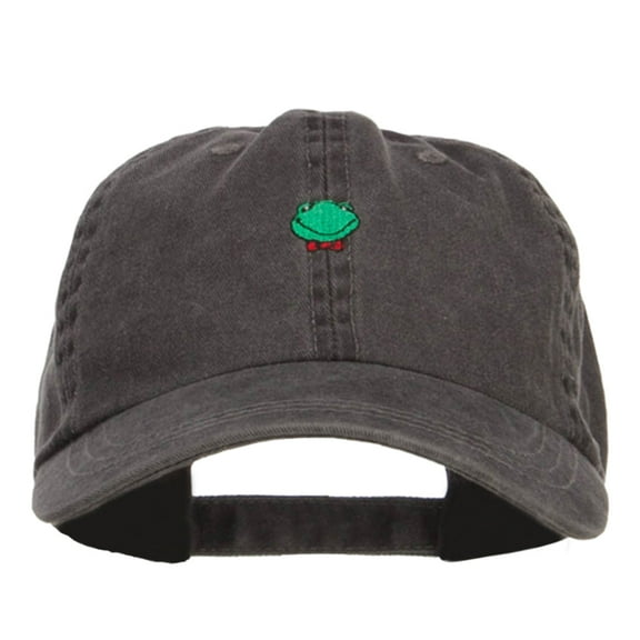 Mini Frog Embroidered Washed Cap - Black OSFM