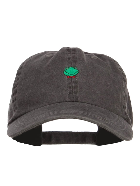 Mini Frog Embroidered Washed Cap - Black OSFM