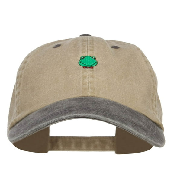 Mini Frog Embroidered Washed Cap - Khaki Black OSFM