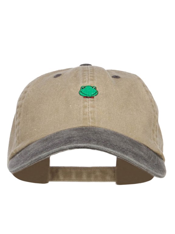 Mini Frog Embroidered Washed Cap - Khaki Black OSFM