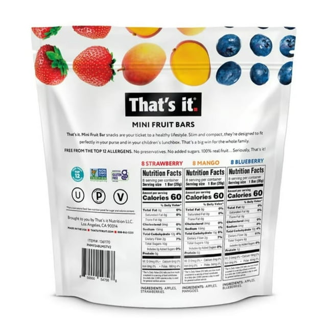 Mini Fruit Bars, That's it, 24 ct, Variety Pack, Strawberry