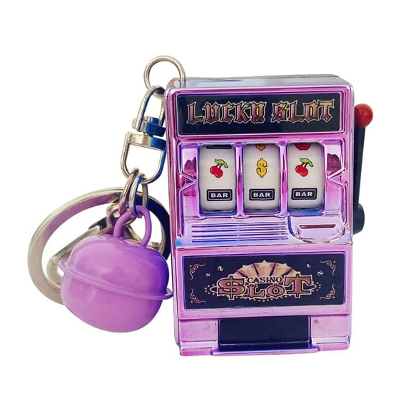 Mini Fruit Machine Keychain for Casino Lovers, Pocket-Sized Slot Machine Pendant for Bag, Fun Trinket for Party and Gift, Test Your Luck with This Cute Accessory