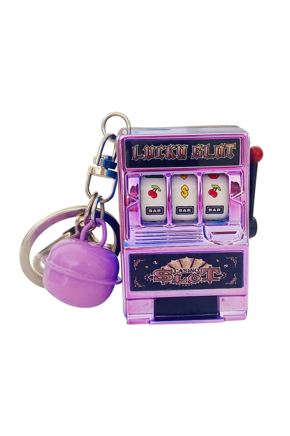 Mini Fruit Machine Keychain for Casino Lovers, Pocket-Sized Slot Machine Pendant for Bag, Fun Trinket for Party and Gift, Test Your Luck with This Cute Accessory