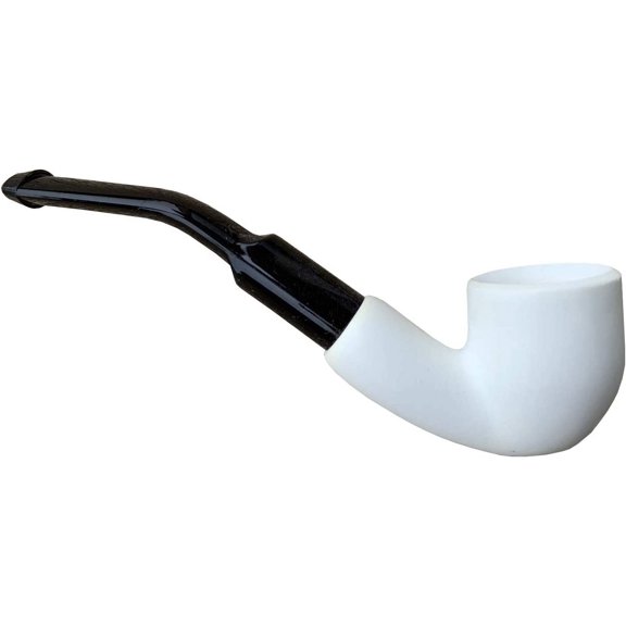 Mini Full Bent White Smooth Hand Carved Turkish Meerschaum Pipe