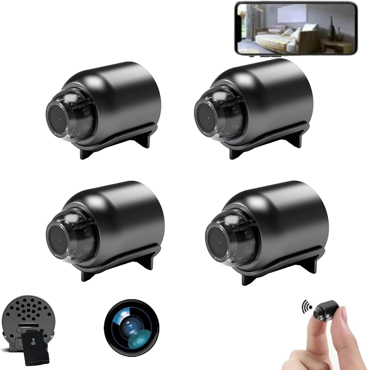 Mini Full HD 4k Security Camera,Mini Camera, Camera Wireless,Cheerchest 5g Wireless WiFi 1080p Hd, Hd, with 8g Memory Card