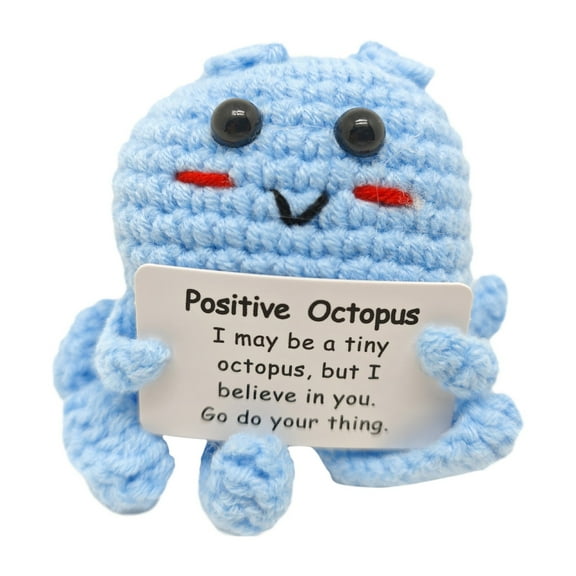 Mini Funny Positive Octopus Gift Hand Crocheted Animal Sky Blue Interesting Small Stress