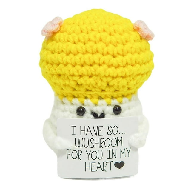 Mini Funny Positive Potato, Knitted Potato Toy with Positive Card Creative Cute Wool Inspirational Potato Crochet Doll Cheer Up Gifts for Friends Party Christmas Decor