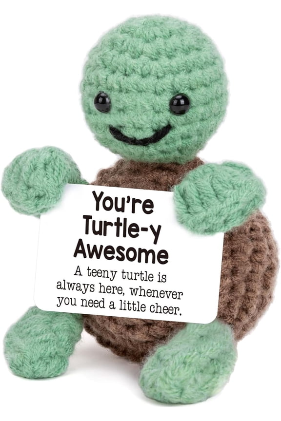 Mini Funny Turtle Crochet Doll - Positive Inspirational Gift, Cute Desk Decor for Women Men, Perfect Mother's Day Teacher Appreciation Present