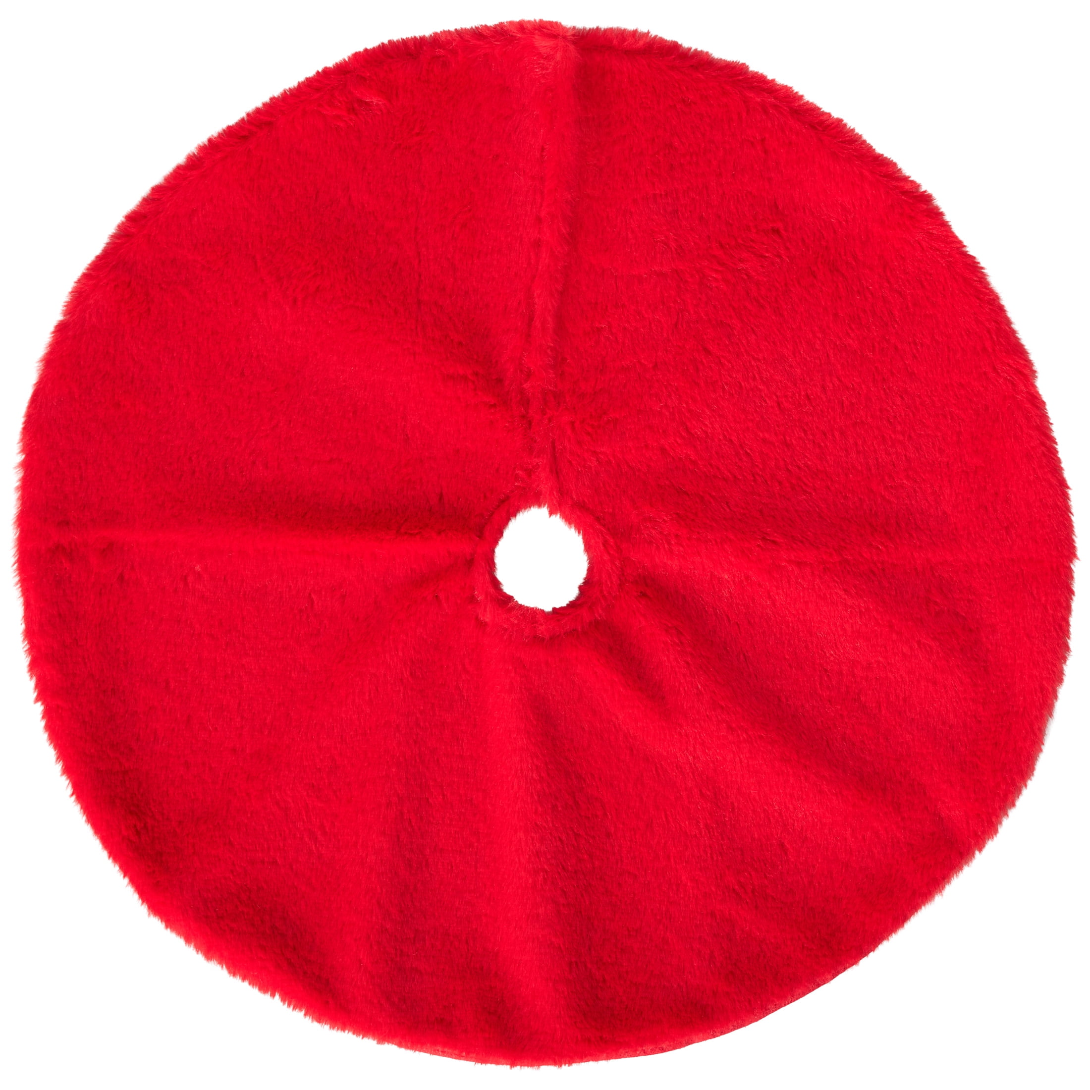 Red Mini Fur Christmas Tree Skirt, 18 in, by Holiday Time