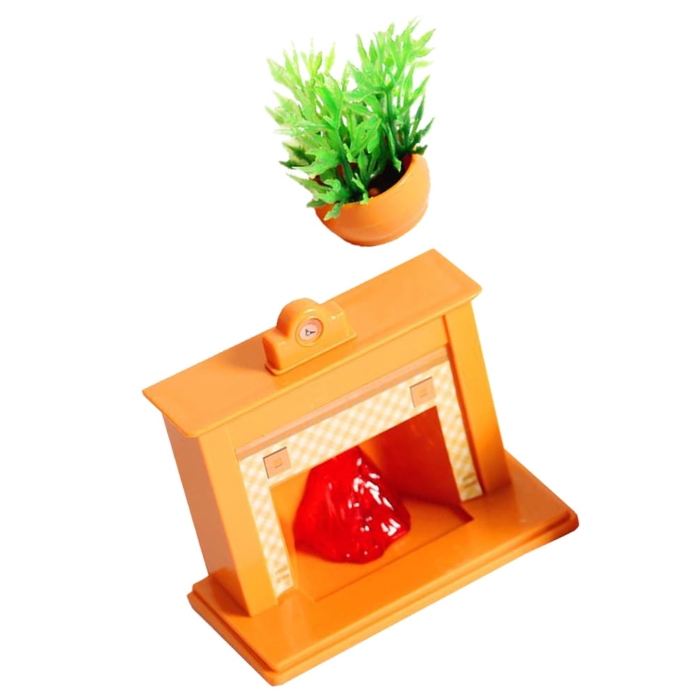Mini furniture decor clocks tiny house prop 1 12 small fireplace model