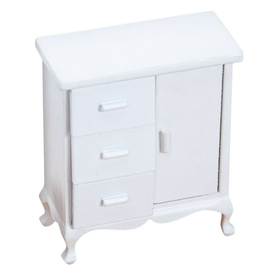 Mini Furniture Sideboard Cabinet House Wooden Trim White Bookshelf Cupboard Bookcase