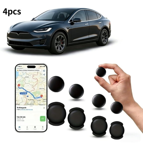 Mini GPS Tracker 4 PACK, No Monthly Fee, Real-Time Locator for iOS, Easy Install for Trucks SUVs Vehicles, Battery-Free & Durable, Portable Safety Gadget