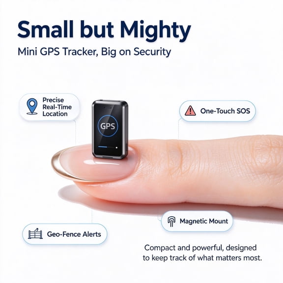 Mini GPS Tracker, Small but Mighty Portable Location Locator with Precise Real-Time Tracking, One-Touch SOS, Geo-Fence Alerts & Strong Magnetic Mount, Multi-Use Anti-Lost Tracking Device for Vehicles