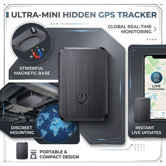 Mini GPS Tracker for Vehicles, Magnetic Portable Real-time Car Tracking Device, Hidden Anti-Theft Locator for Cars, Trucks, Motorcycles, Equipment, Global Coverage A