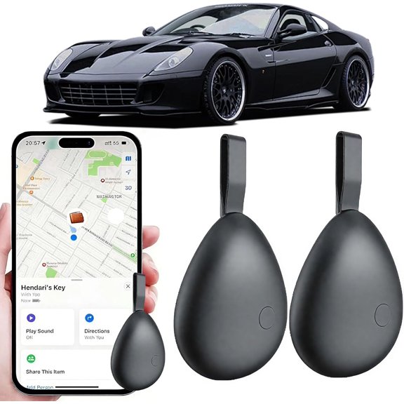 Mini GPS Tracker for Vehicles, ng Devices for Cars Hidden, No Subscription Car Tracker Work with Find My (iOS Only), Vehicle Tracker with Audio for Kids, Dogs, Key, Luggage, Bag (Black, 2 Pack)