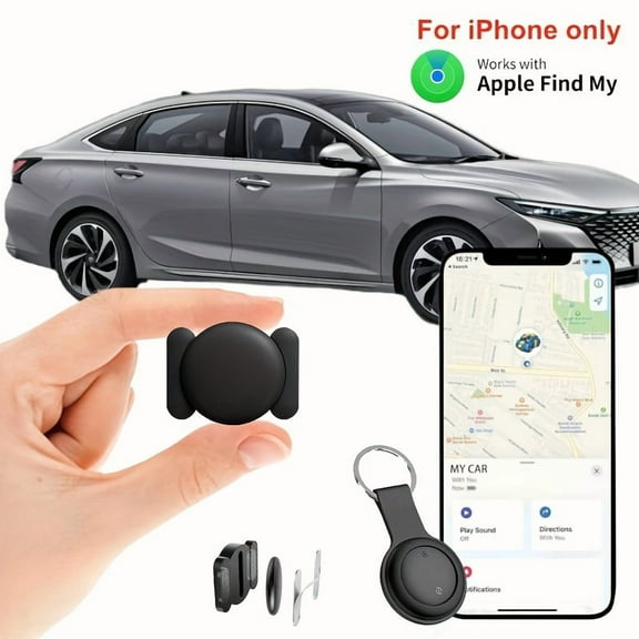Mini GPS Tracker for , Waterproof Magnetic  | No Monthly Fee |  Find My Compatible (iOS) | Compact Locator Device | Sleek Black Design