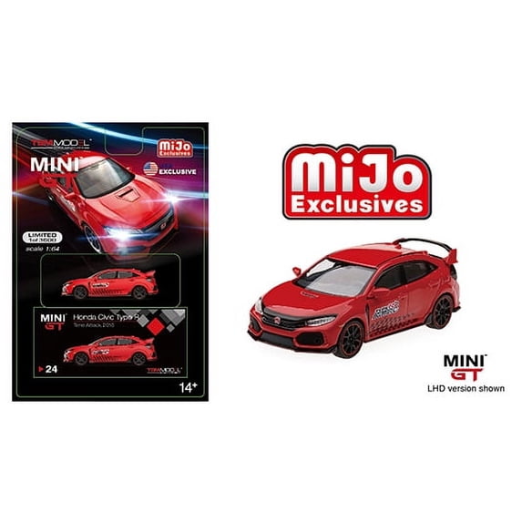 Mini GT 2017 Honda Civic Type R (FK8)(Red) Time Attack Challenge TSM Model 1/64 Diecast Car MGT00024
